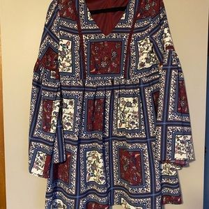 Altar’d state patterned dress with bell sleeves
